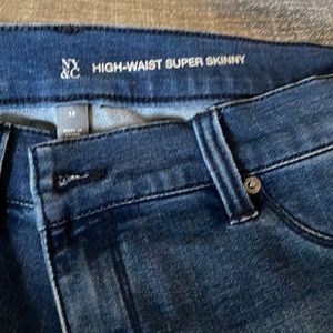 NY&C High Waist Super Skinny Dark Wash Jean lined with Vegan Leather